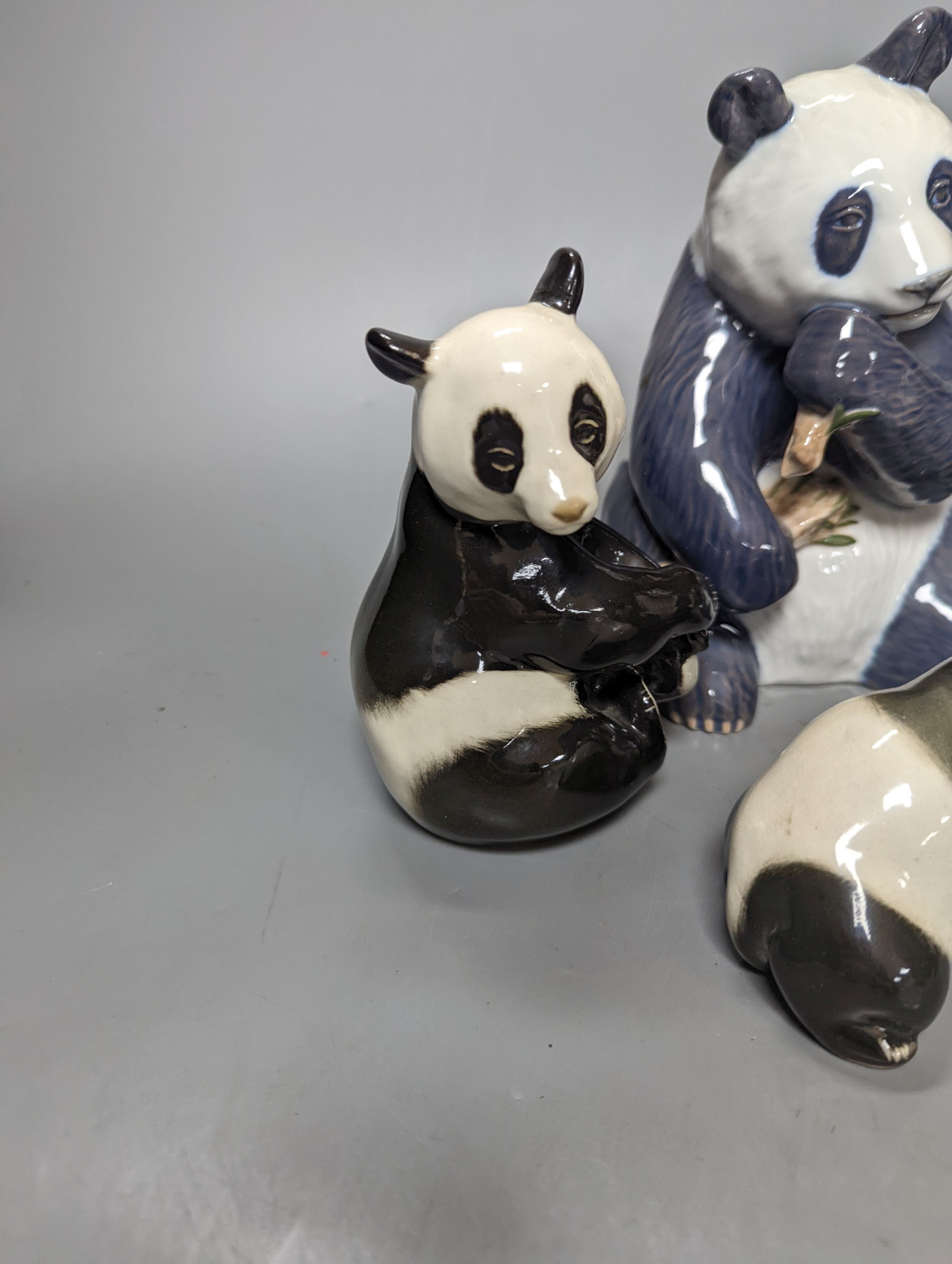 A Copenhagen panda and five USSR animal models, tallest 17cm.